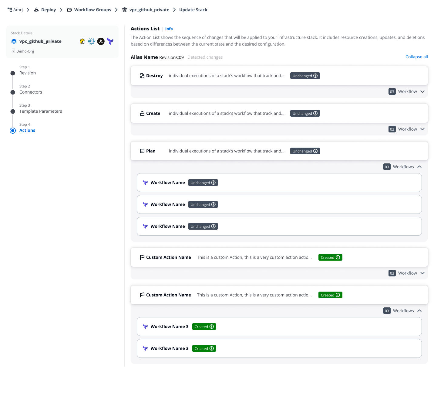 Review and manage the actions