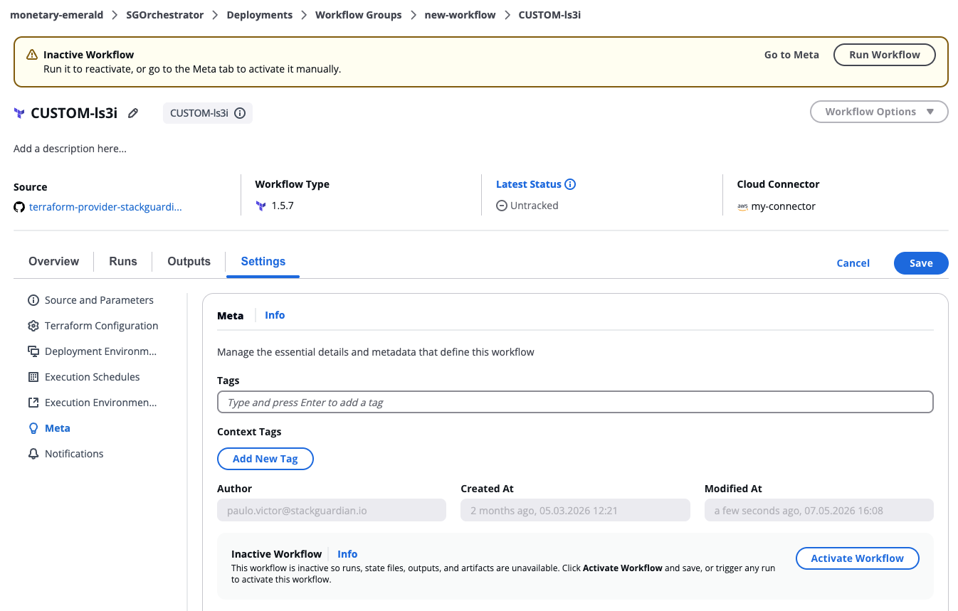 Activate or deactivate a workflow