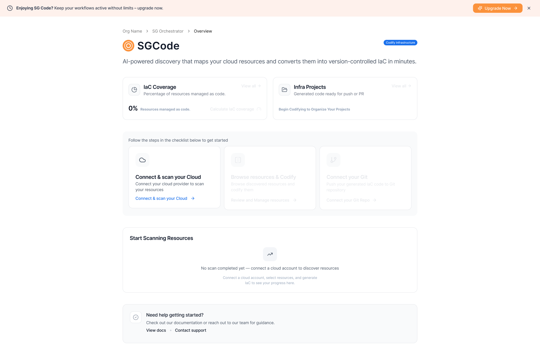 Connect and scan your cloud