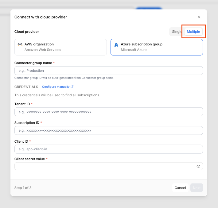 Create multiple connectors
