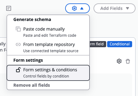 Form settings & conditions
