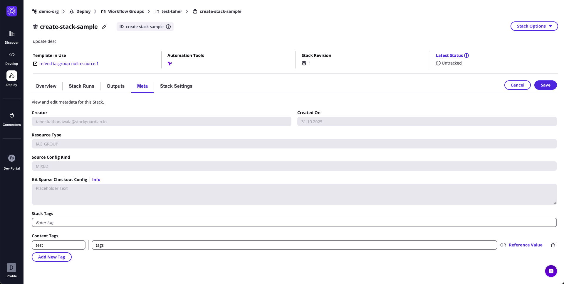 Stack Meta Editable Fields