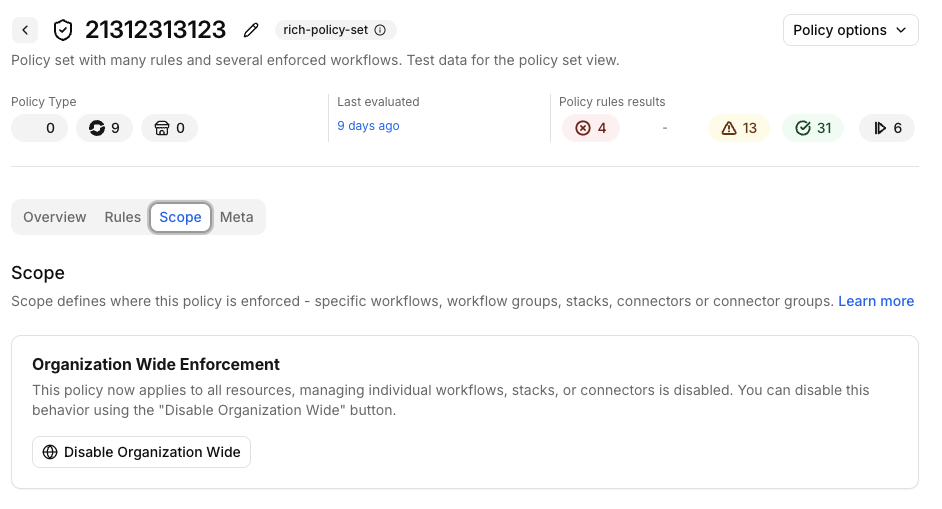 Scope tab with resources listed