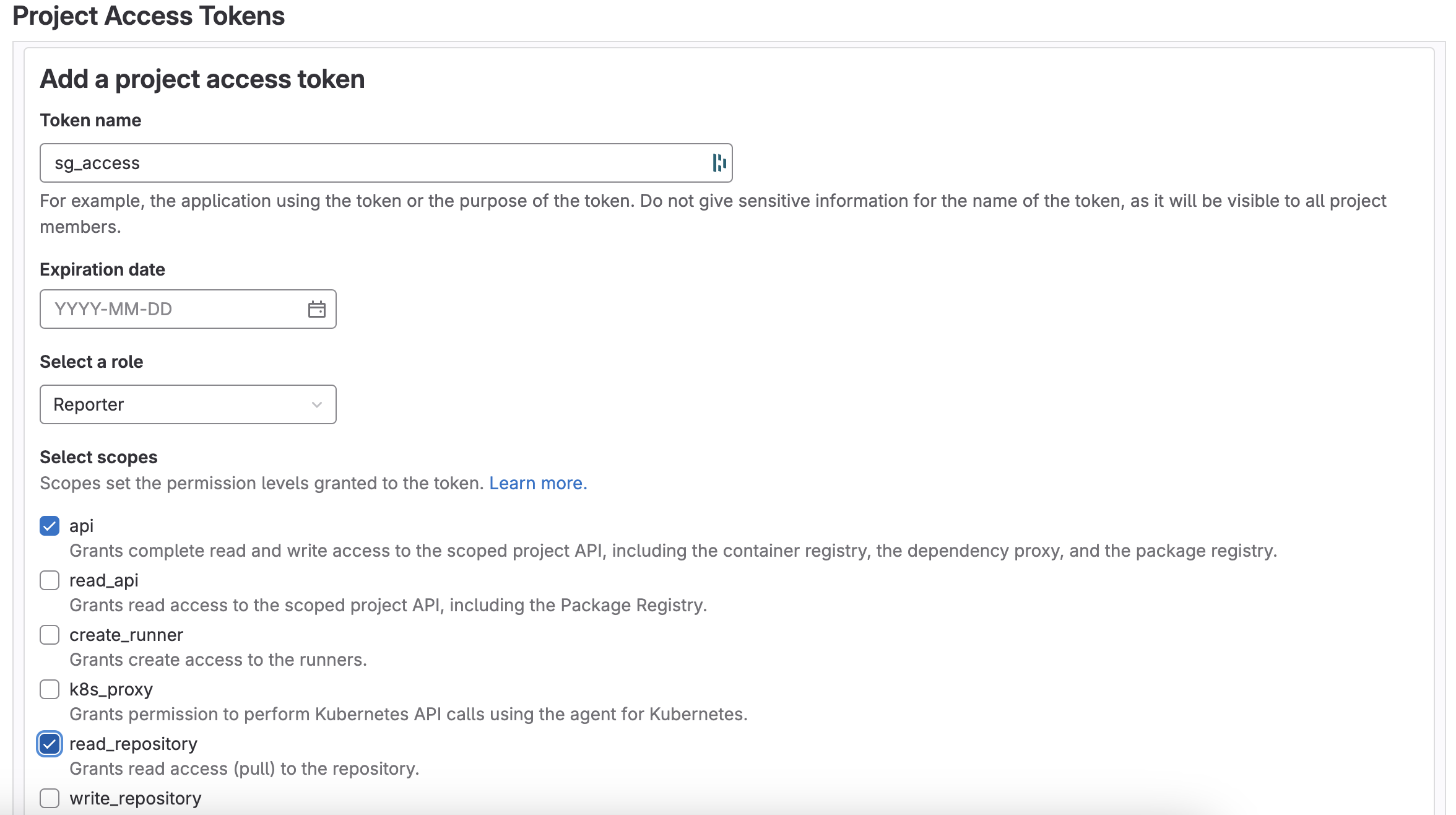 Project Access Token