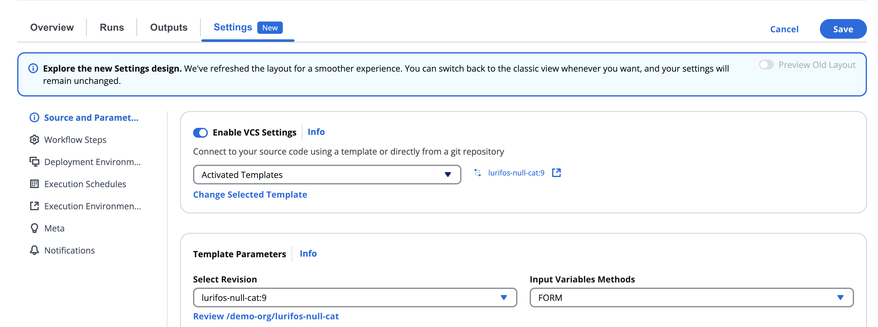 VCS and Template Settings