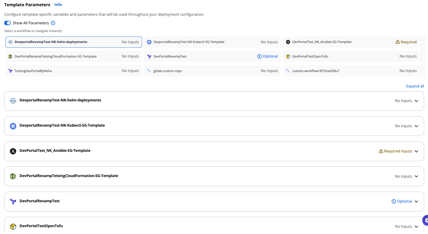 What happens when you select Show All Parameters