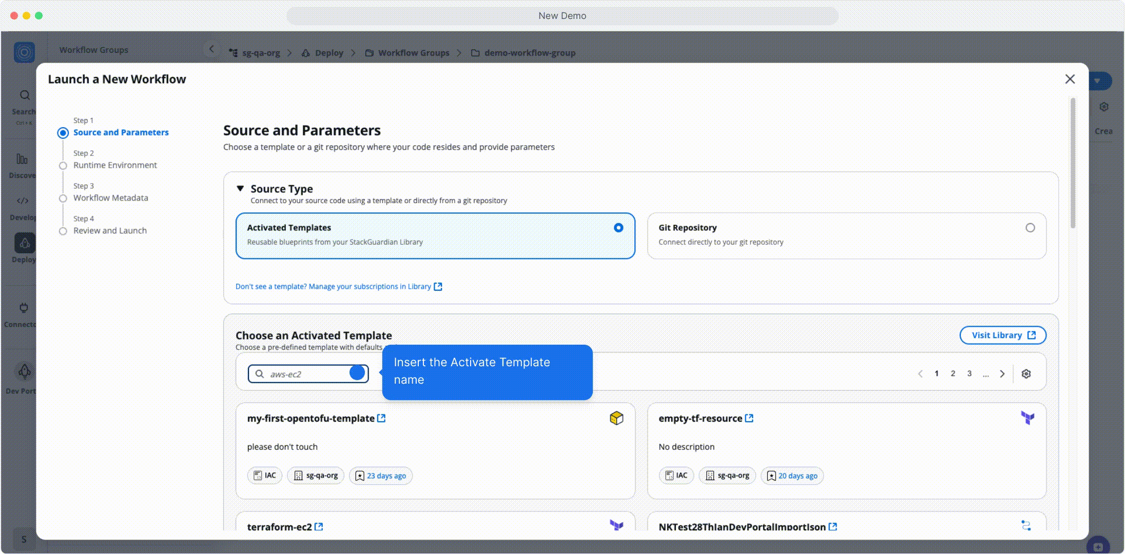 Using an Activated Templates