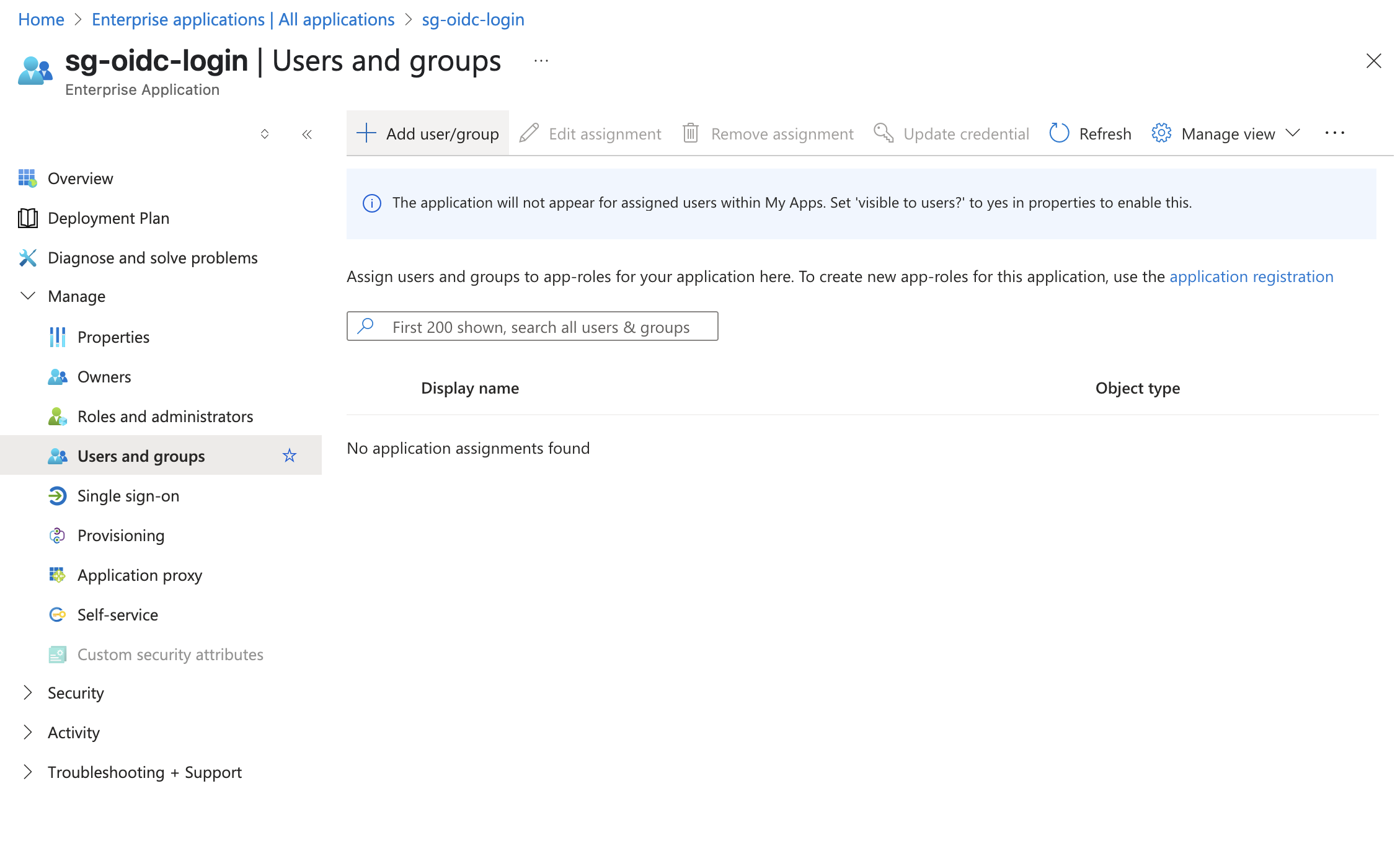 Assign users and groups screenshot