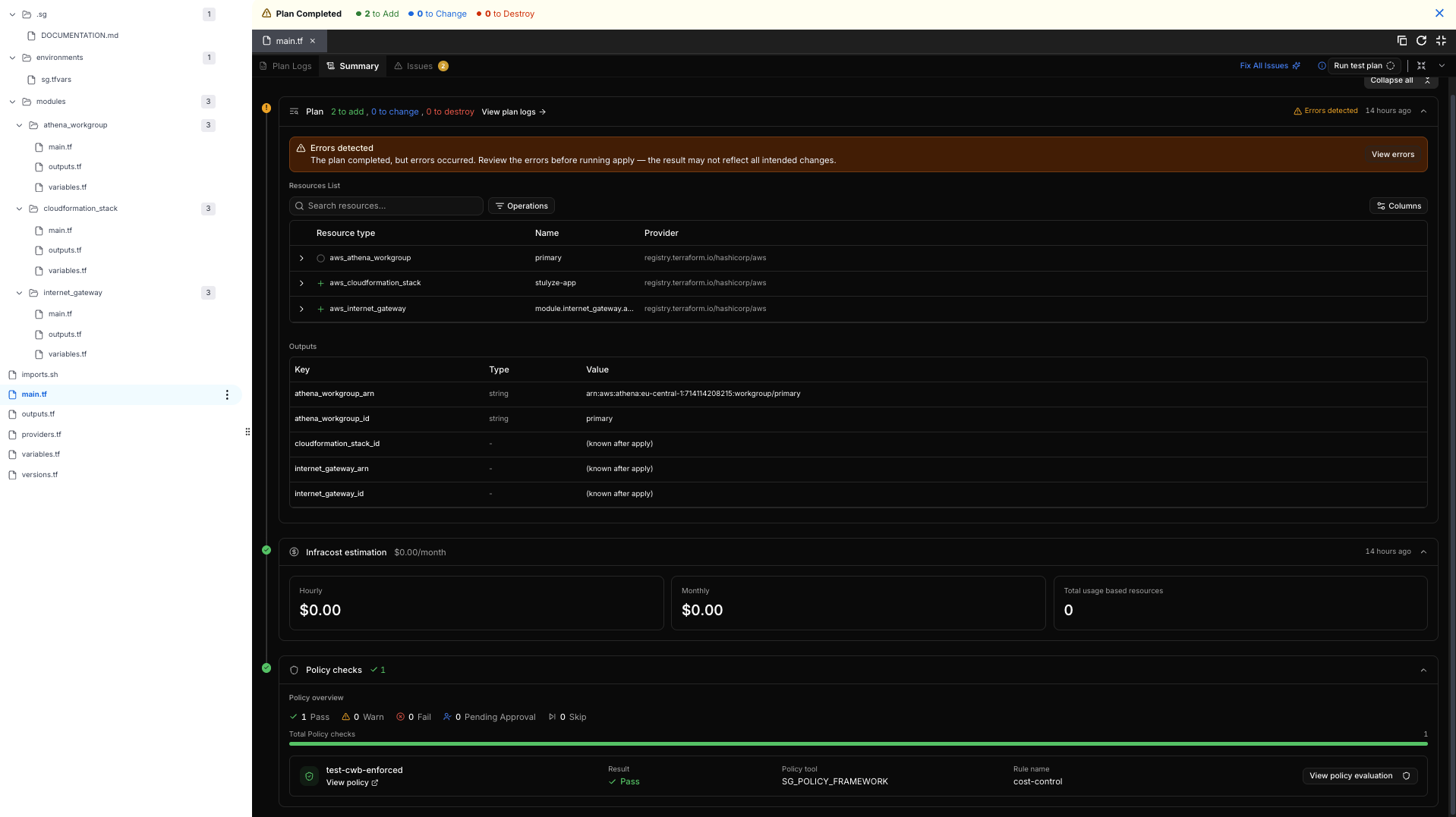Summary tab